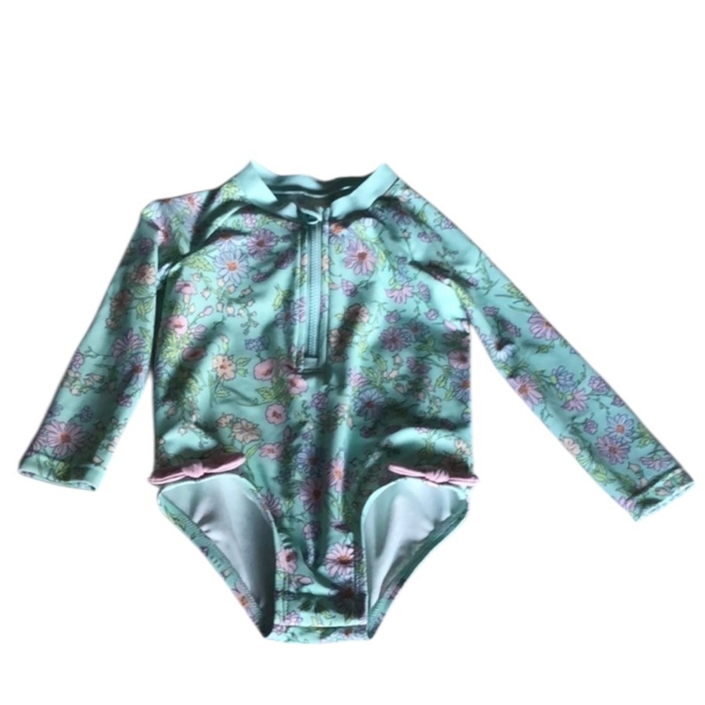 Baby girl size 18 month Oshkosh B’gosh Floral Print 1-Piece Long Sleeve Swimsuit